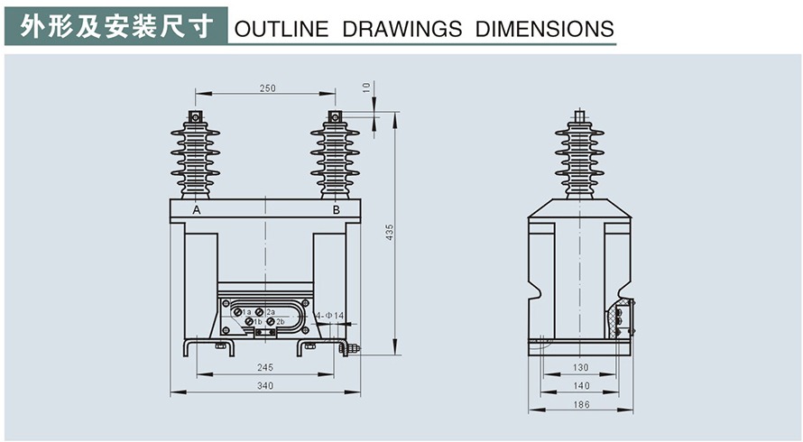 FDGE2-11/√3-1.7-1W型10KV放电线圈外形及安装尺寸